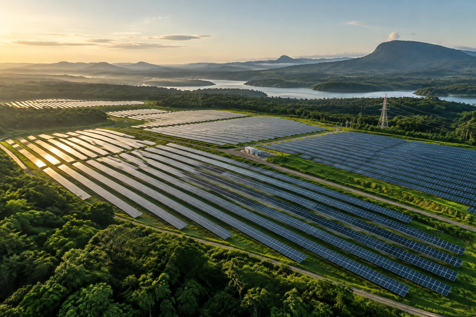 Usina solar de grande porte integrada à paisagem